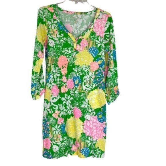 Lilly Pulitzer Palmetto Mini Dress Green Yellow - Picture 2 of 7